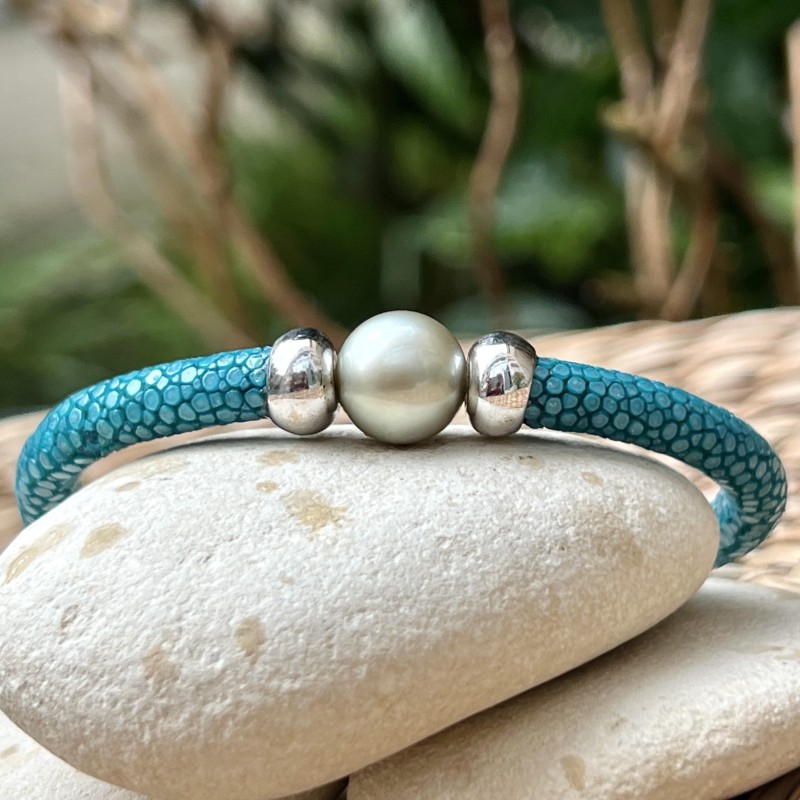 Heure Dorée - Champagne Tahitian Pearl Galuchat Bracelet