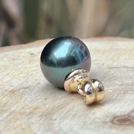 Anhänger aus 750er Gold mit blau-violetter Tahitiperle 10,24 mm