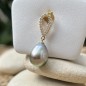 Goha - Ciondolo in oro 750 con diamanti e perla di Tahiti