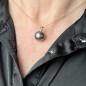 Nui - 18Kゴールドペンダント、タヒチアンブラックパール - 12.54mm