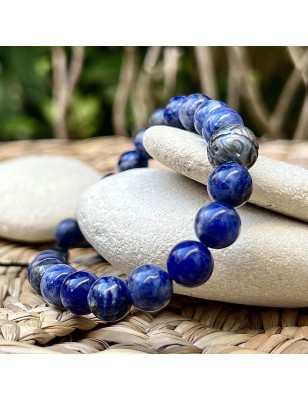 Bracciale uomo con perla e incisione della forza