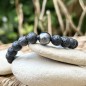 Bracelet Pierres de Lave Perle Noire de 9.88mm Bracelet Pierres de Lave Perle Noire de 9.88mm