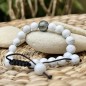 Bracelet Natural Howlite Stones and Engraved Tahitian Pearl of 10.33mm