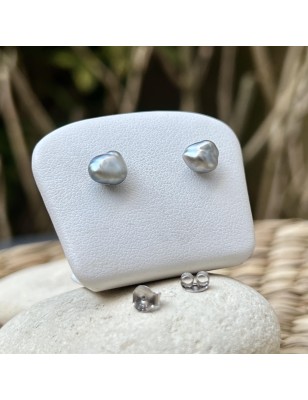 Keshi-Perlenohrringe 7,60 mm – rhodiniertes Silber