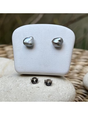 Keshi-Perlenohrringe 7,60 mm – rhodiniertes Silber