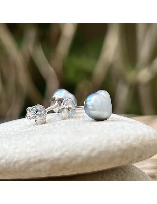 Keshi-Perlenohrringe 7,60 mm – rhodiniertes Silber