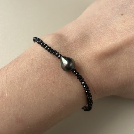 Bracelet perle de Tahiti spinelles noires perle prix