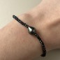 Aroha Po - Bracelet en Argent, Spinelles Noires et Perle de Tahiti Peacock
