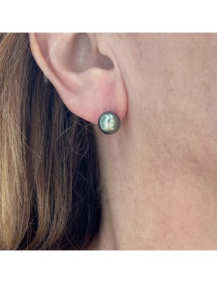Éclatante - Perles de Tahiti Vertes - Boucles or 750