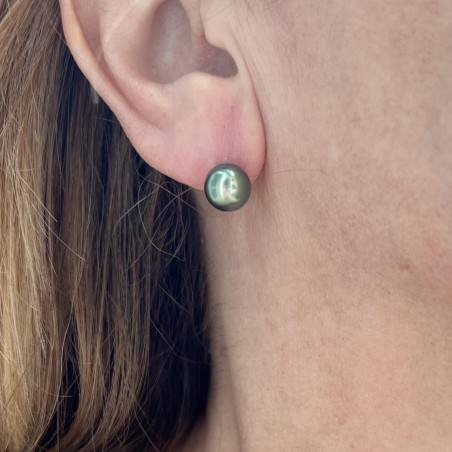 Pendientes con perlas de Tahití verdes – Oro 750