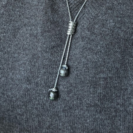 Tahitian Pearls Palm mesh necklace