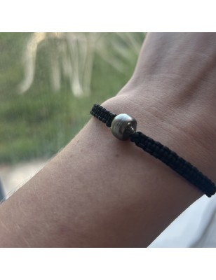 bracelet macramé perle noire perle peacock bracelet perle de tahiti