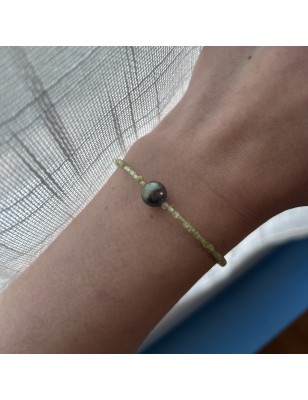 Bracelet peridot bracelet pierres bracelet perle de tahiti perle noire perle peacock bracelet femme bracelet fille