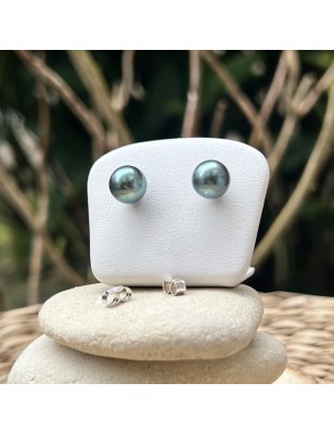 boucle oreille perles de culture de Tahiti bleues vertes prix