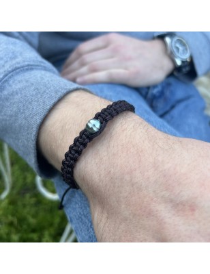 Armband Braun - Grüne Tahiti-Perle 9,57 mm