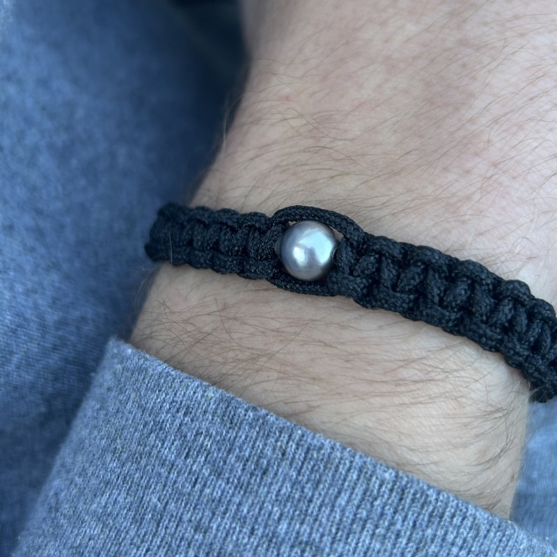Bracelete Hombre Perla de Tahití Gris - 7,90 mm
