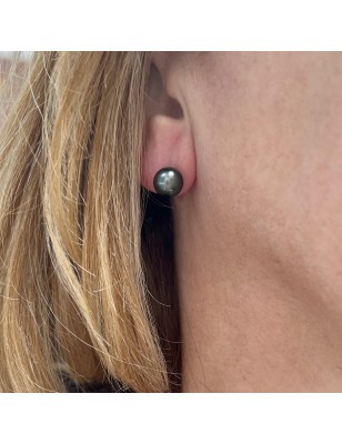 8.37 mm Peacock Tahitian Pearl Stud Earrings