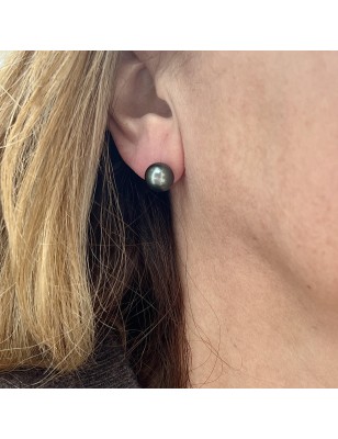 green color tahitian cultured pearls on ear stud for women price