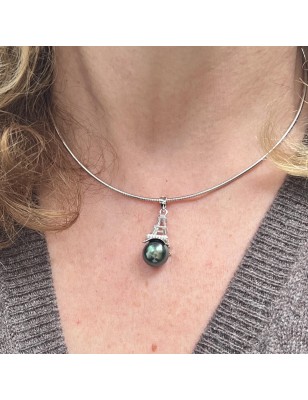 Подвеска Эйфелева башня Париж с жемчугом Таити капля AAA – 10,84 мм