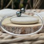 Poekura - Bangle - Blue Circled Tahitian Pearls