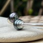 Poekura - Bangle - Blue Circled Tahitian Pearls