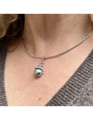 Подвеска Эйфелева башня Париж с жемчугом Таити капля AAA – 11.26 мм