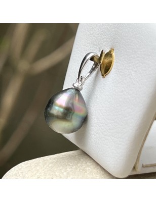 Perle de Tahiti Peacock Cerclée Sélection en Pendentif Argent rhodié