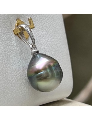 Perle de Tahiti Peacock Cerclée Sélection en Pendentif Argent ロジウムメッキ