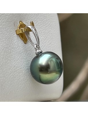 Подвеска с жемчужиной Таити фисташково-зелёного цвета 9,77 мм