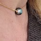 18 Carat Gold Necklace with Blue Rose Tahitian Pearl