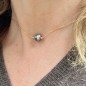 Collier Or 18 Carats Perle de Tahiti Bleu Rose