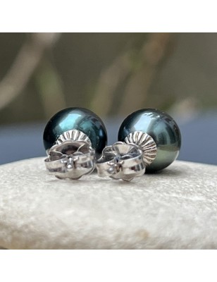 boucle oreille argent perles noires de culture de Tahiti prix