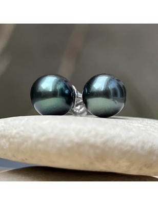 boucle oreille argent perles noires de culture de Tahiti prix