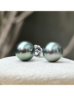 Mahana Ura - Boucles Oreilles Perles de Tahiti Peacock - 9.05mm