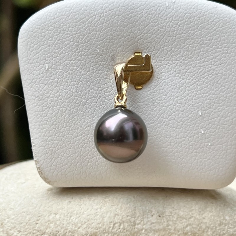 Moana Raiora - Anhänger Gold 18 Karat - Tahiti-Perle Aubergine