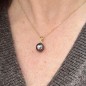 Moana Raiora - 18 Carat Gold Pendant - Tahitian Aubergine Pearl