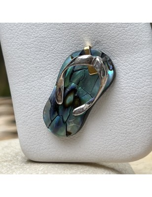 Flip-flop N 30  - Rhodium Silver Abalone Savannah Pendant