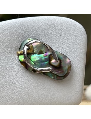 Flip-flop N 31  - Rhodium Silver Abalone Savannah Pendant