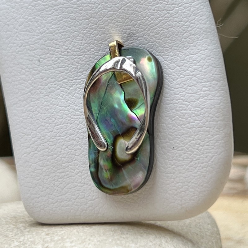 Flip-flop N 31  - Rhodium Silver Abalone Savannah Pendant
