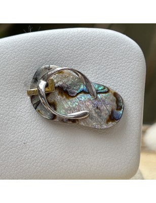 Flip-flop N 32  - Rhodium Silver Abalone Savannah Pendant