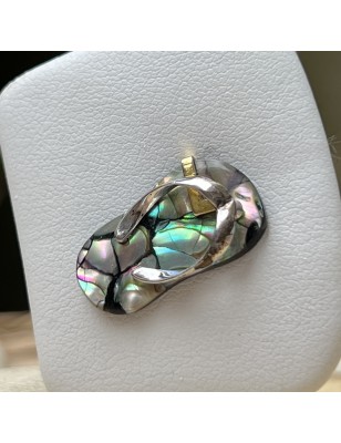 Flip-flop N 33  - Rhodium Silver Abalone Savannah Pendant
