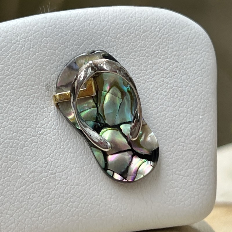 Flip-flop N 33  - Rhodium Silver Abalone Savannah Pendant