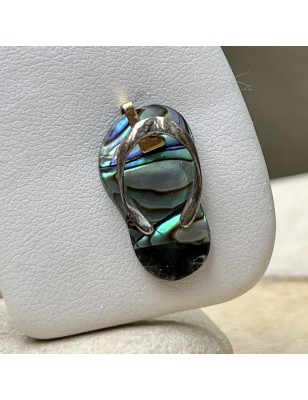 Flip-flop N 34  - Rhodium Silver Abalone Savannah Pendant