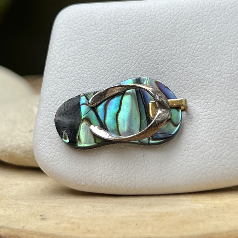 Flip-flop N 34  - Rhodium Silver Abalone Savannah Pendant