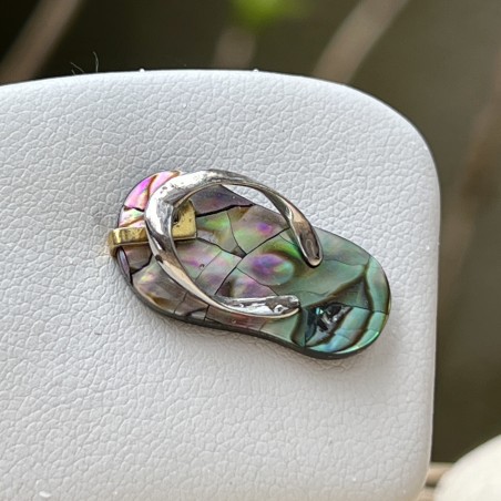 Flip-flop N 36  - Rhodium Silver Abalone Savannah Pendant