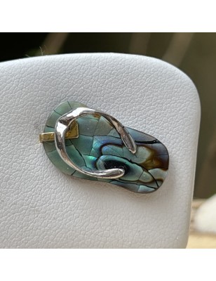 Flip-flop N 37  - Rhodium Silver Abalone Savannah Pendant