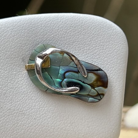 Flip-flop N 37  - Rhodium Silver Abalone Savannah Pendant