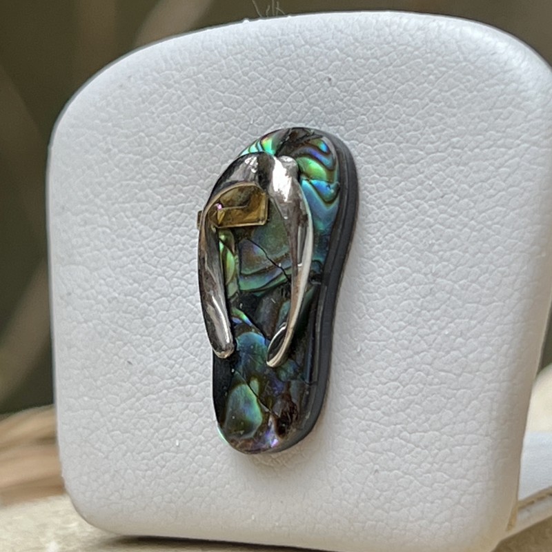 Flip-flop N 38  - Rhodium Silver Abalone Savannah Pendant