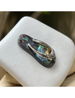 Flip-flop N 38  - Rhodium Silver Abalone Savannah Pendant