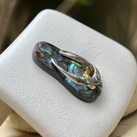 Flip-flop N 38  - Rhodium Silver Abalone Savannah Pendant